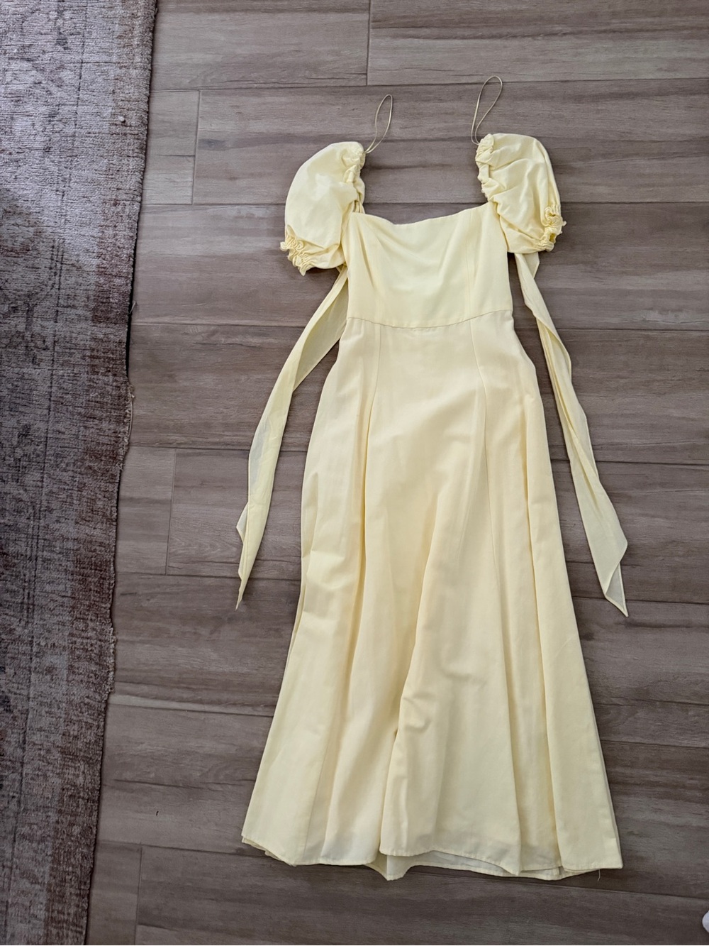 Zara Pale Yellow Puff-Sleeve Maxi Dress